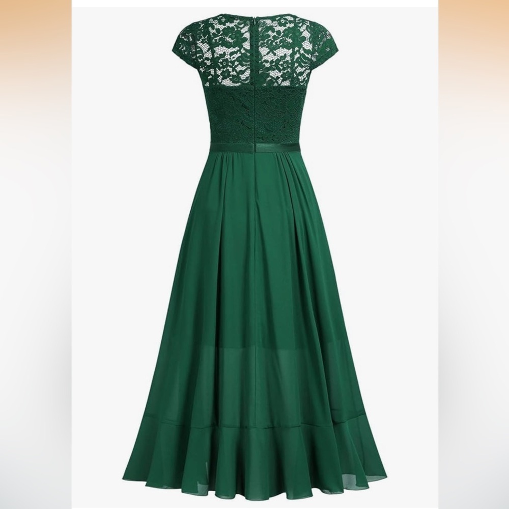 Miusol Women's V Neck Elegant Lace Ruffle Bridesmaid Maxi Dress 010 - Picture 5 of 6